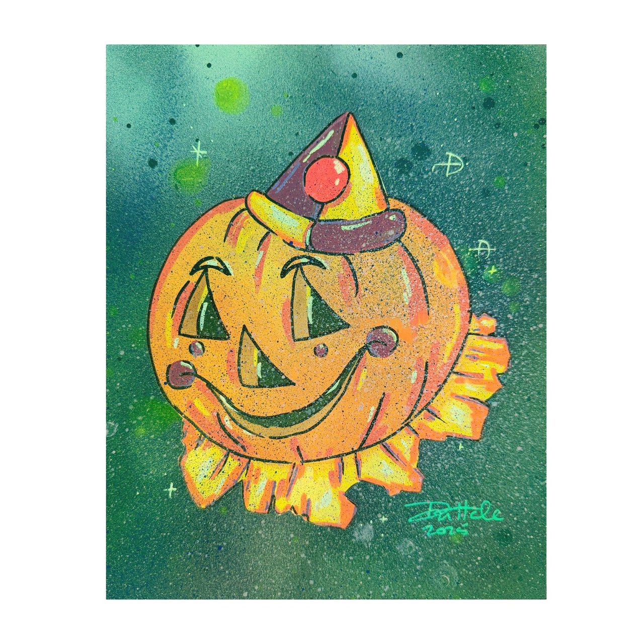 Orange And Yellow Pumpkin Clown Painting