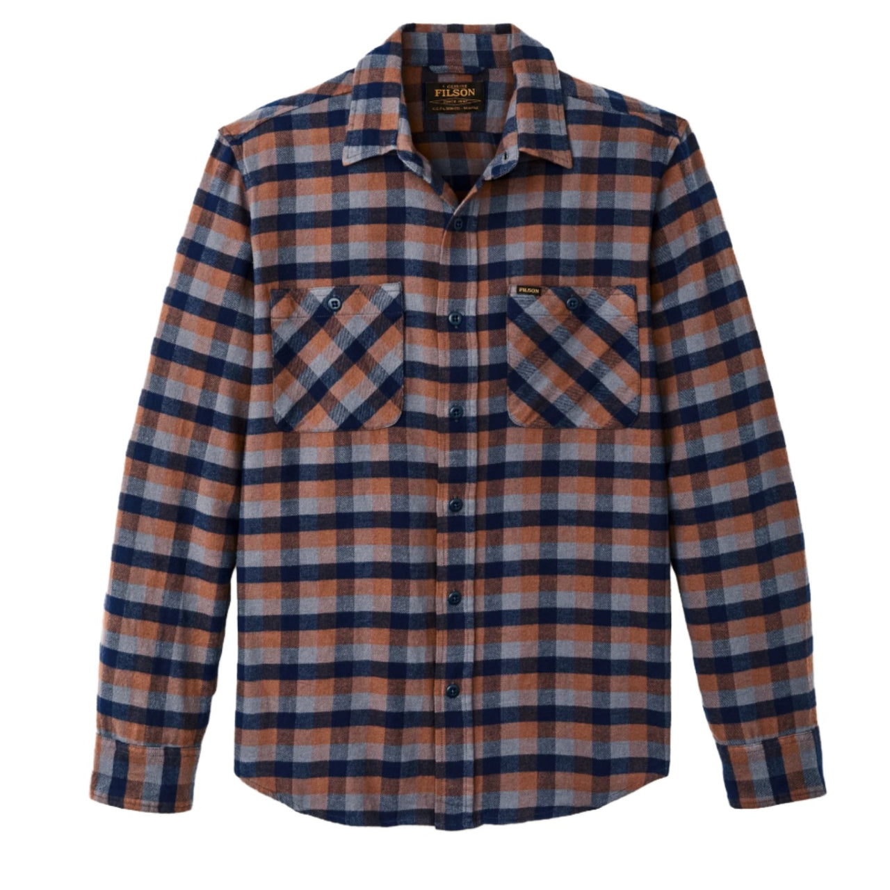 Rangeland Flannel Shirt | Navy & Orange Multi Check