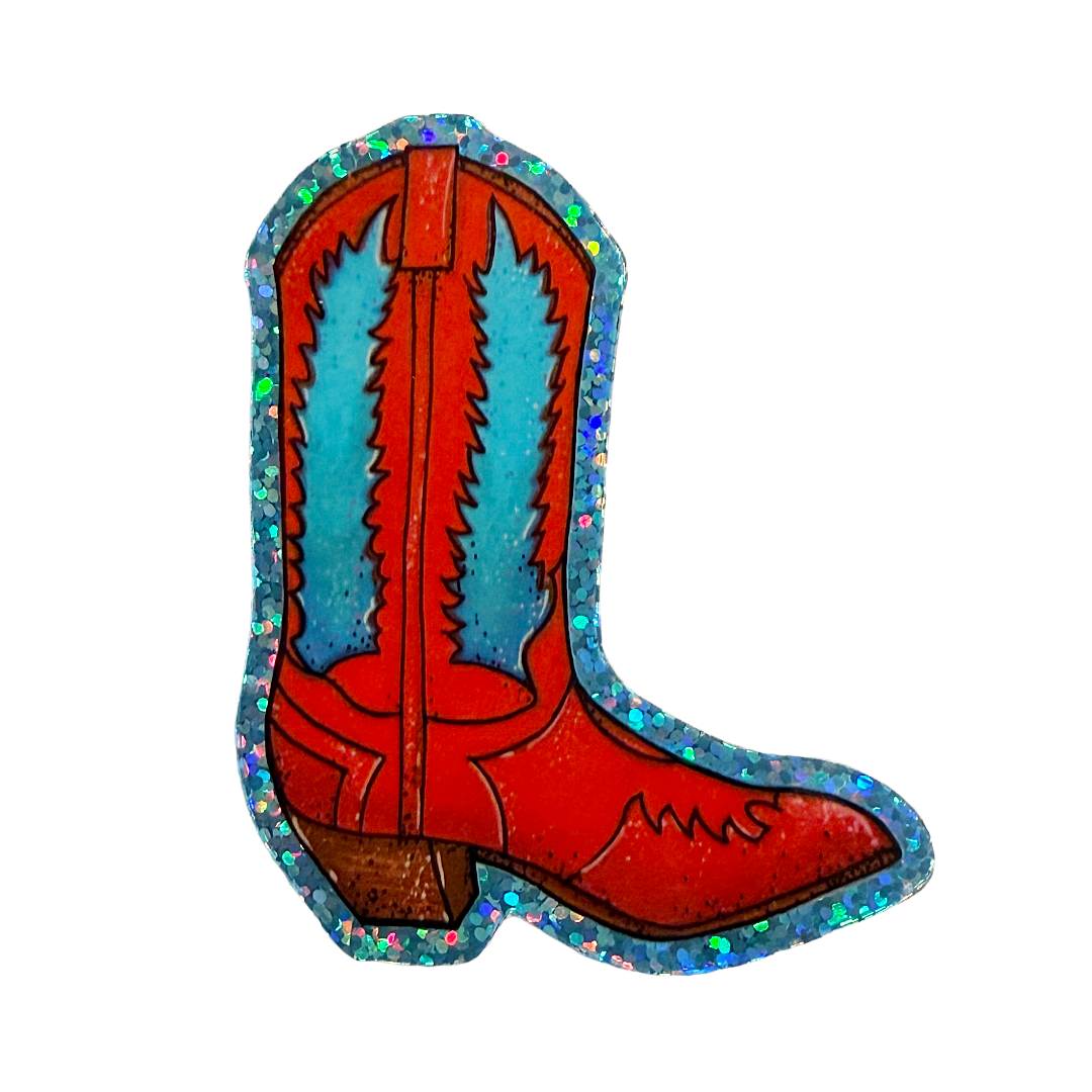 Red Boot Glitter Sticker