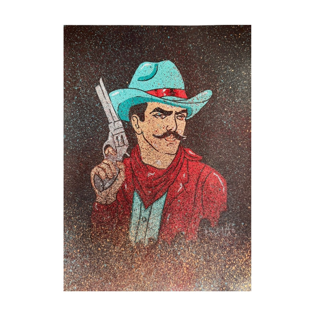 Red and Blue Cowboy Painting