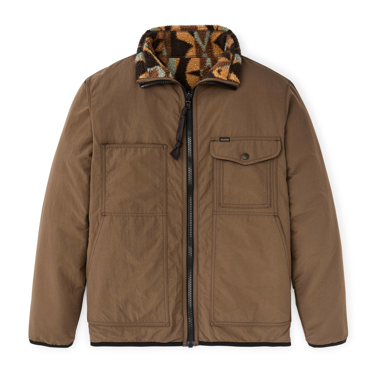 Reversible Pile Fleece Jacket | Brown & Night Camp