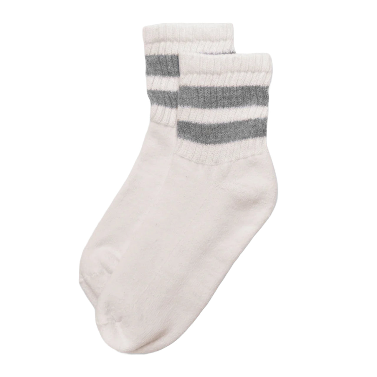 Retro Mono Stripe Quarter Crew Sock | Grey Heather
