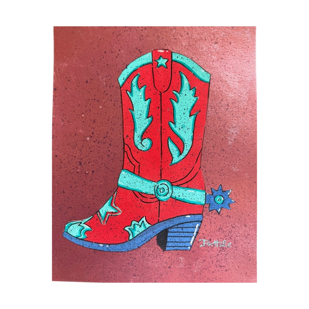 Red Cowboy Boot Painting