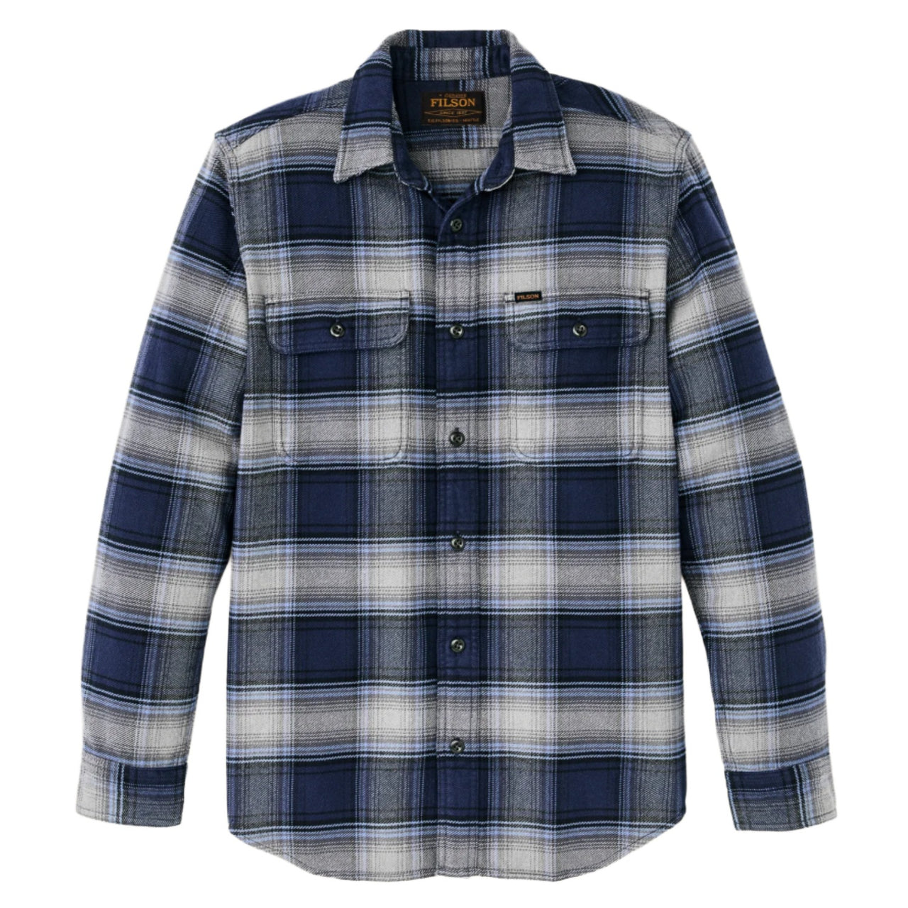 Vintage Flannel Work Shirt | Light Blue & Navy Plaid