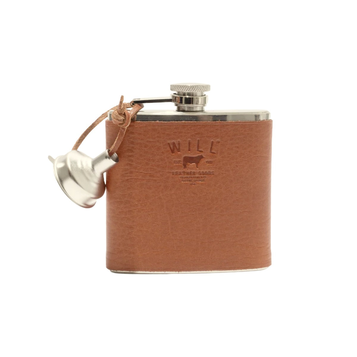 Leather And Stainless Steel Flask | Tan