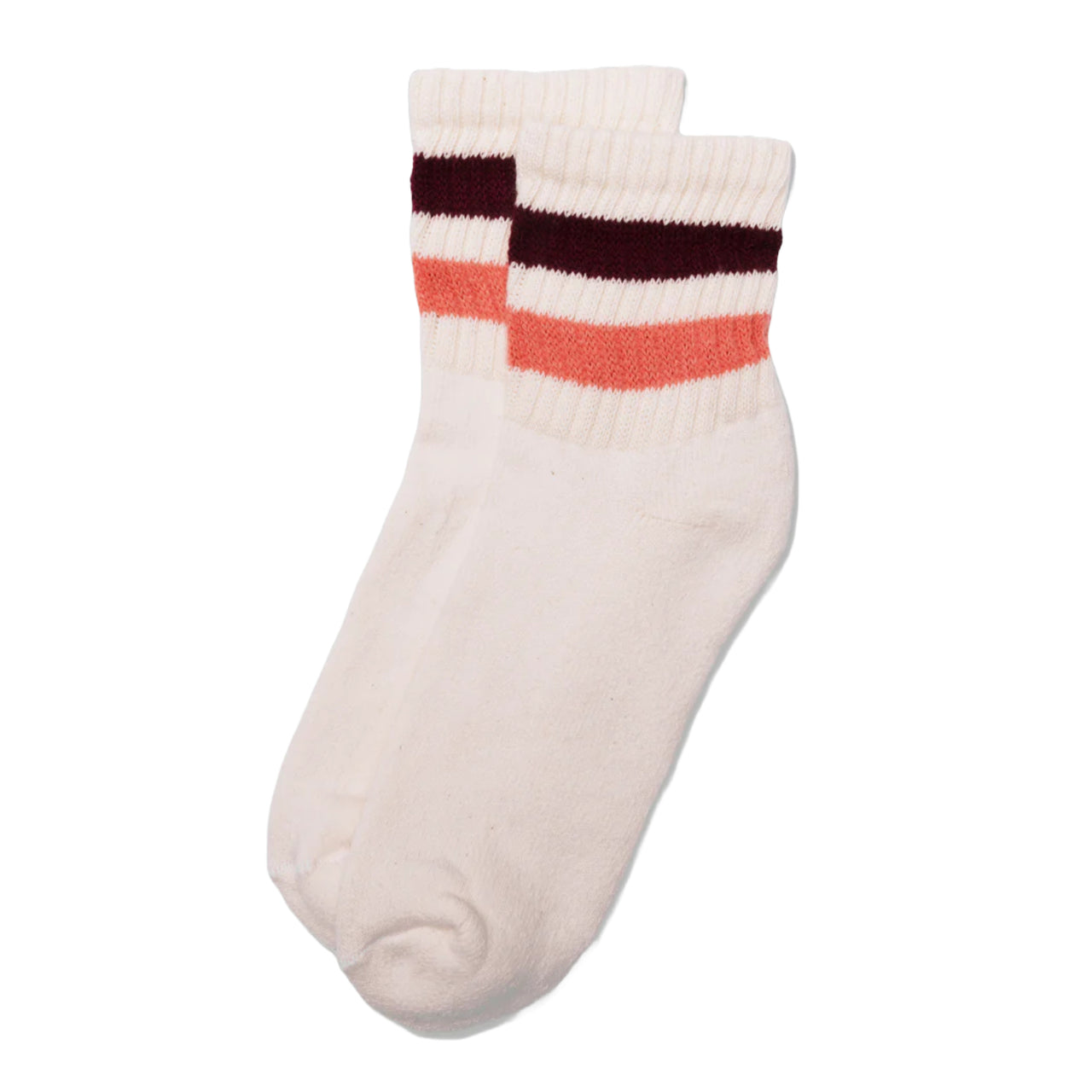Retro Stripe Quarter Crew Sock | Berry & Coral