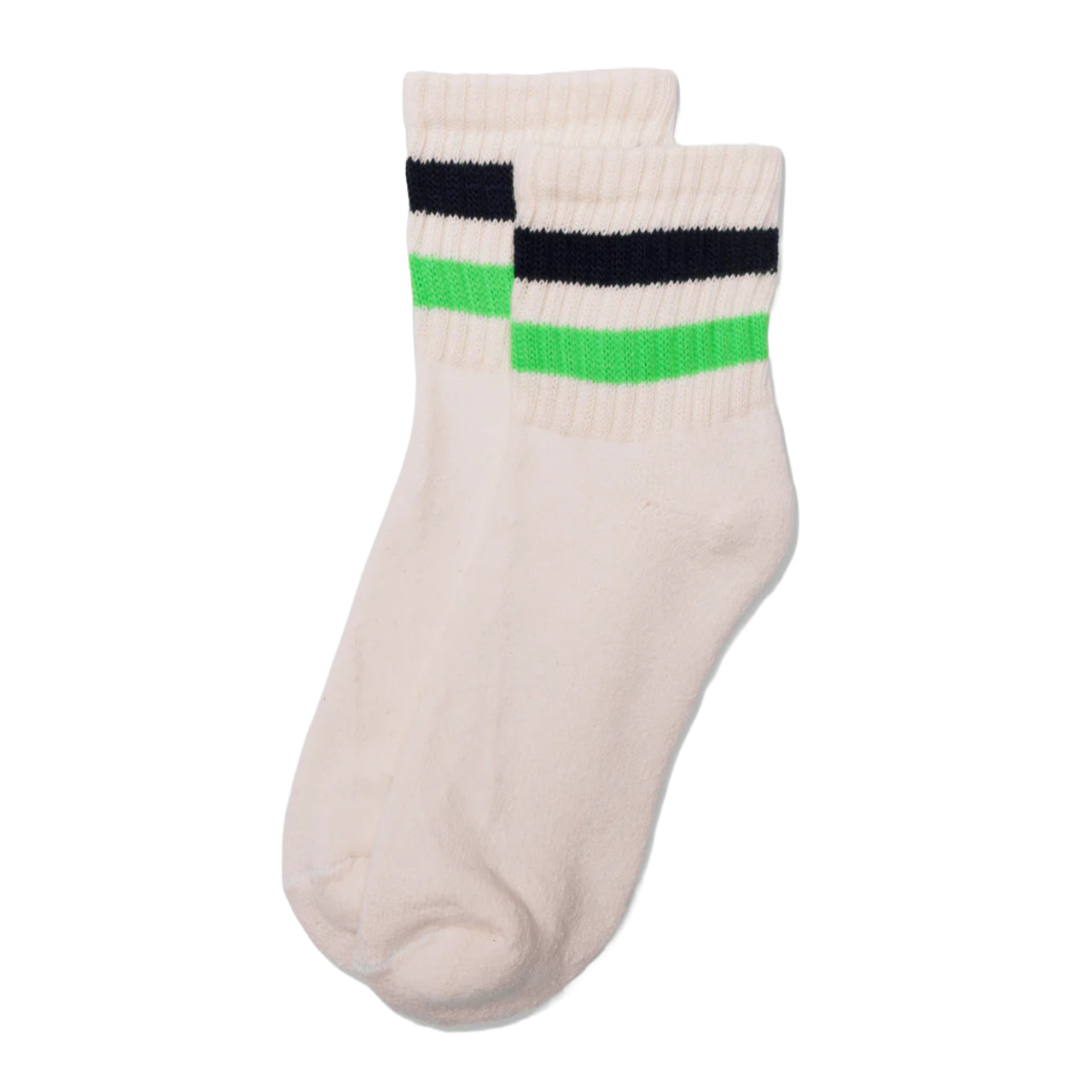 Retro Stripe Quarter Crew Sock | Navy & Neon Green