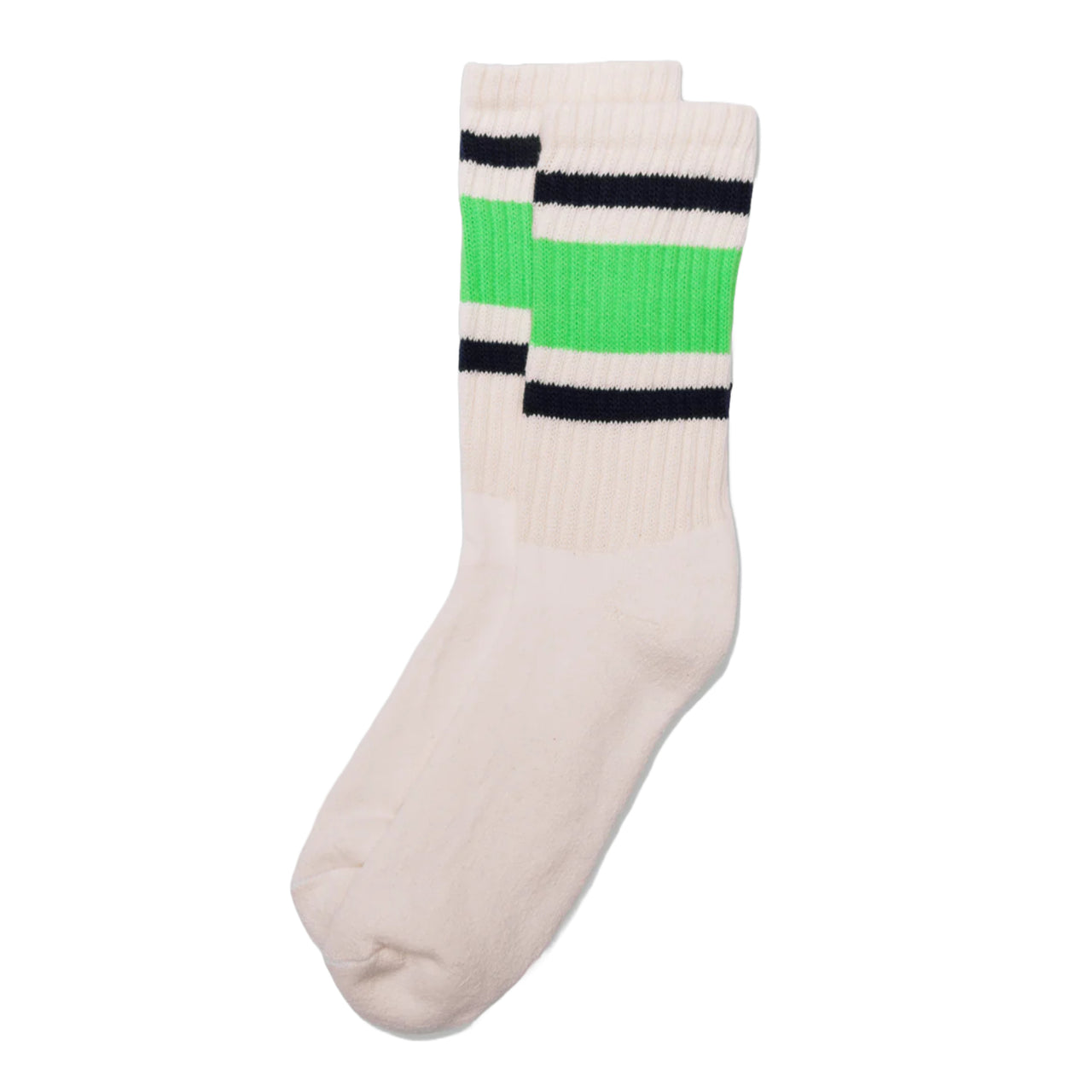 Retro Stripe Sock | Neon Green & Navy