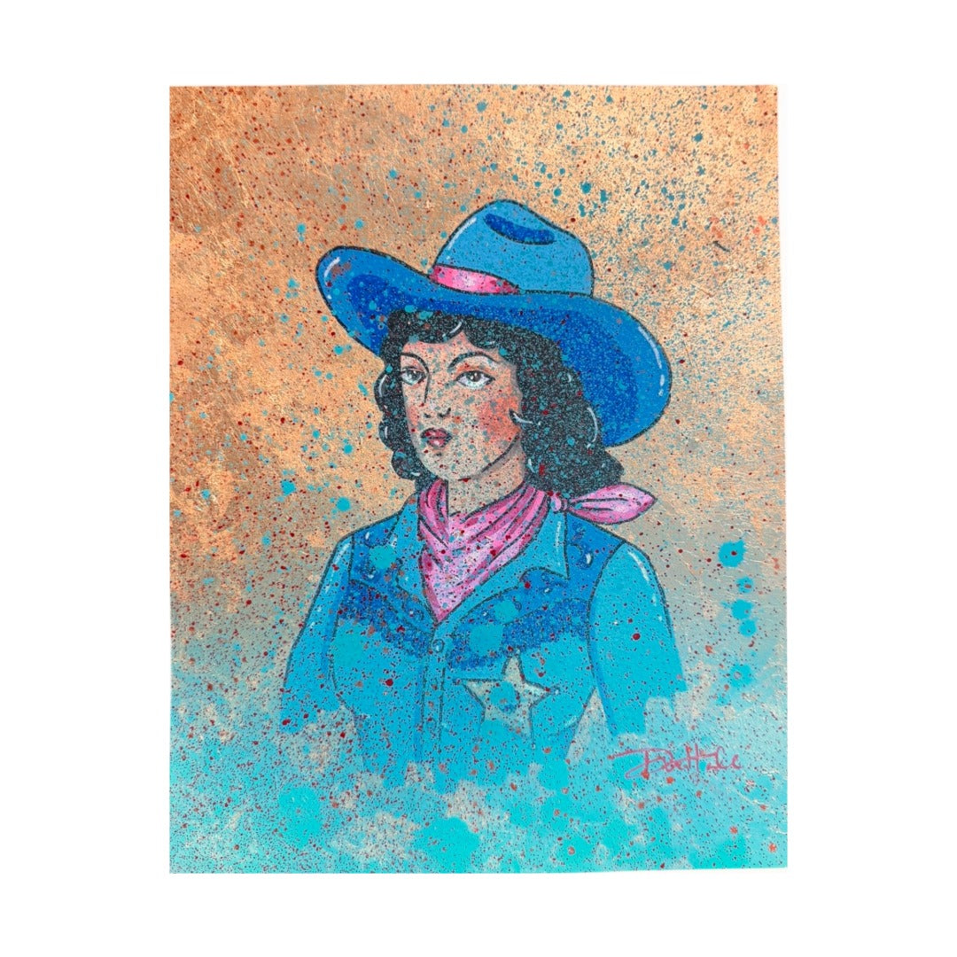 Blue & Pink Cowgirl Painting