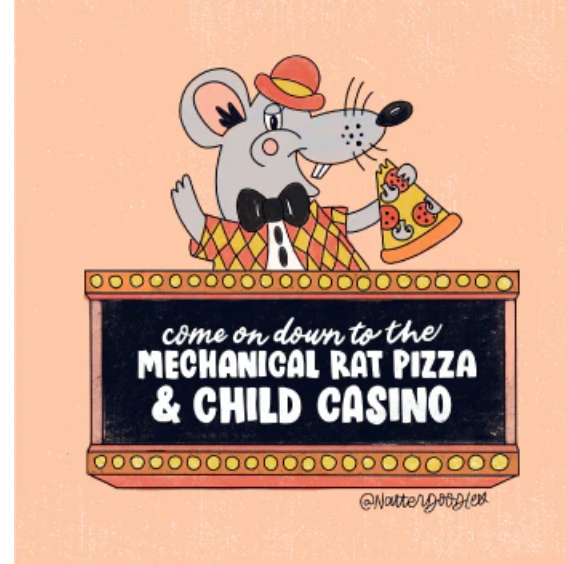 Mechanical Rat Pizza & Child Casino Sticker