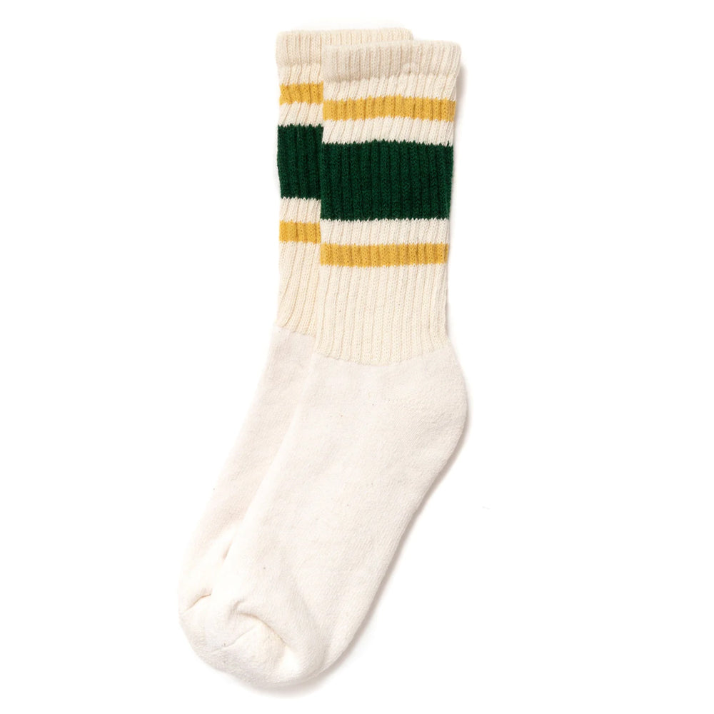 Retro Stripe Sock | Forest Green & Amber