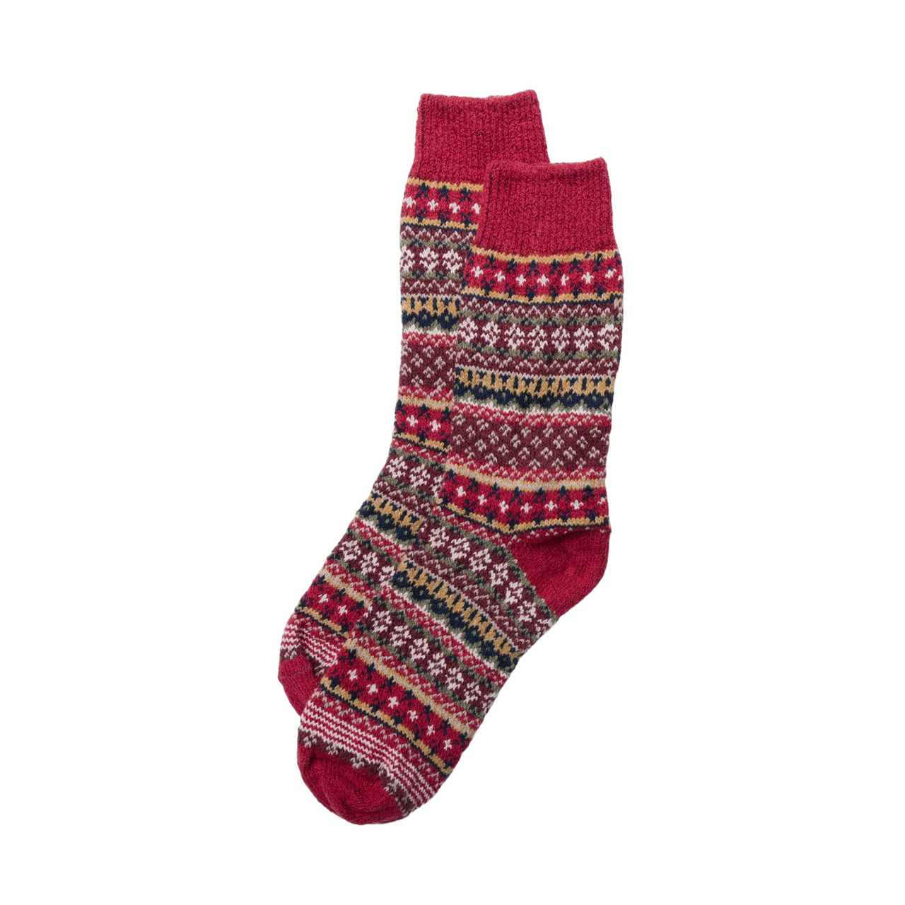 Cotton Fair Isle Sock | Red