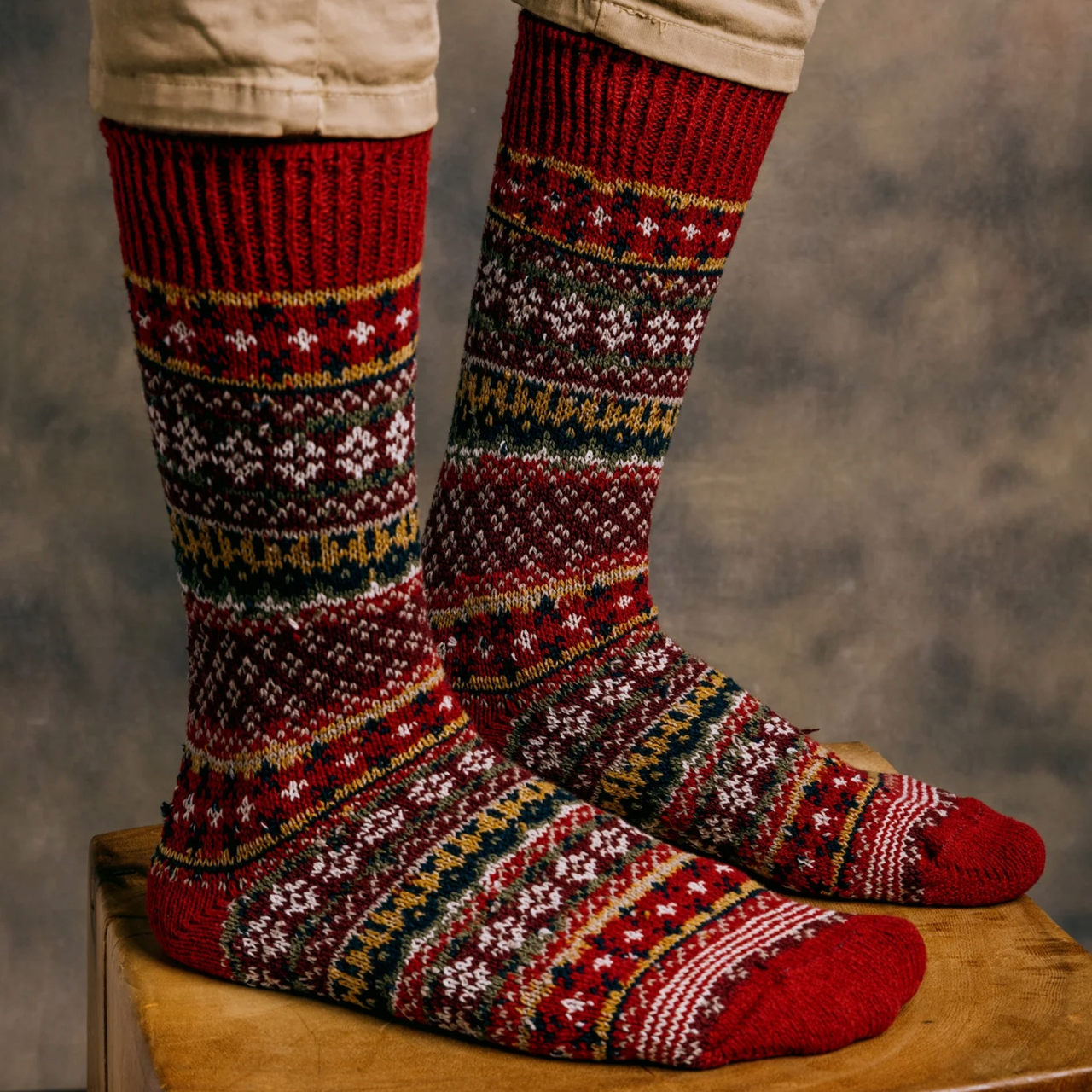 Cotton Fair Isle Sock | Red