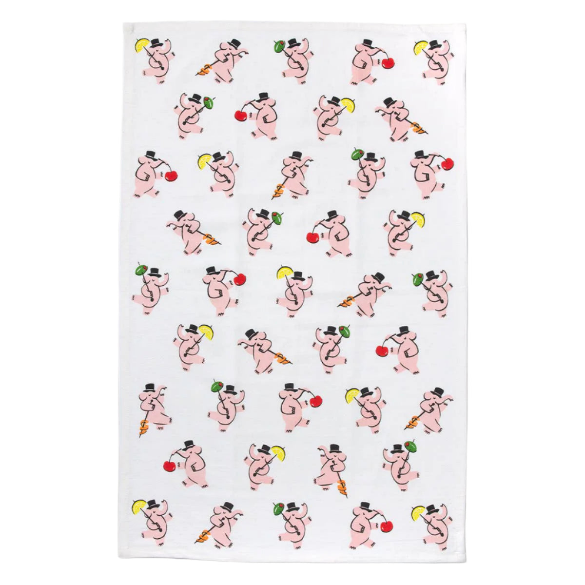 Pink Elephants Tea Towel