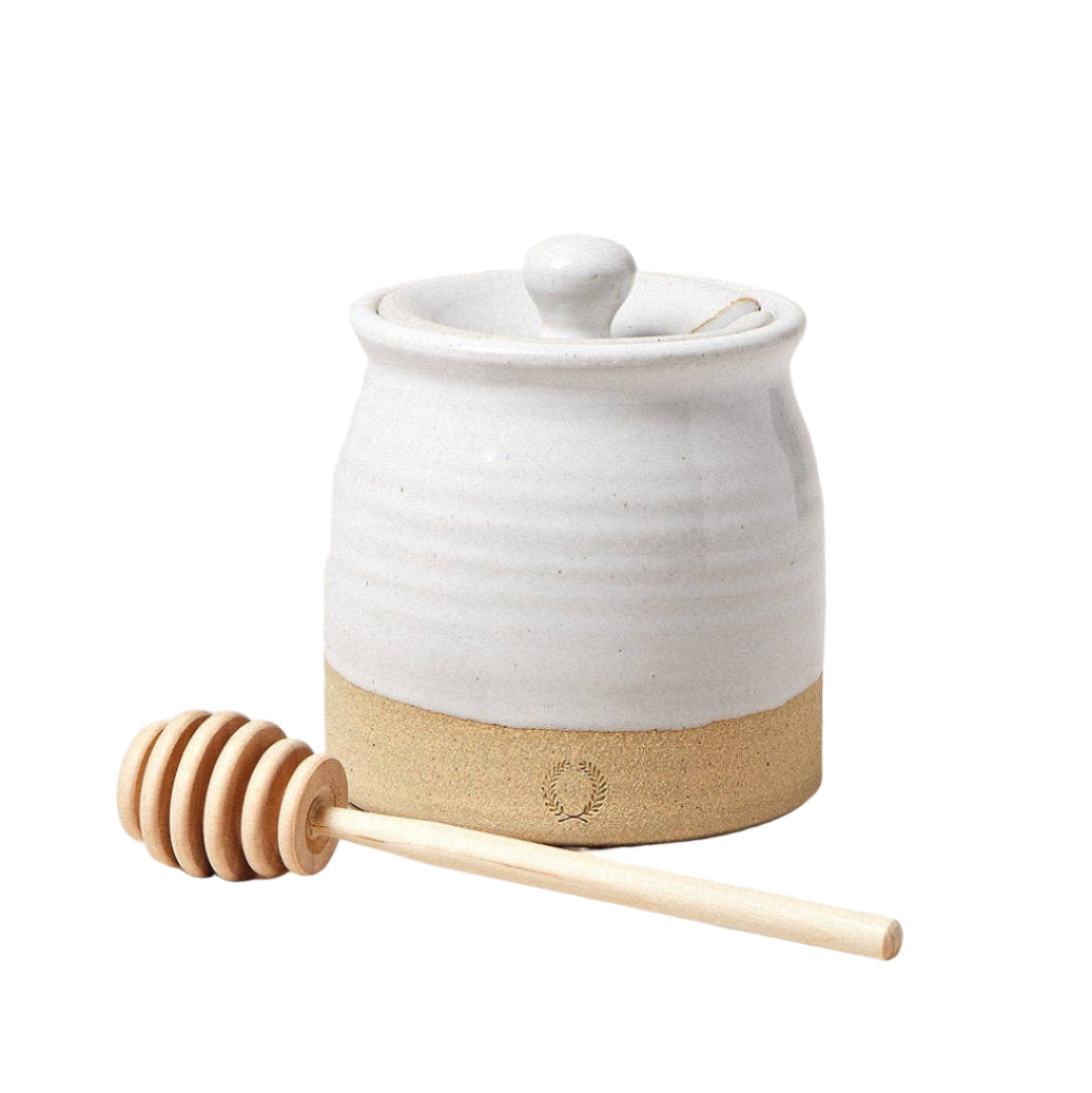 Beehive Honey Pot with Wooden Dipper