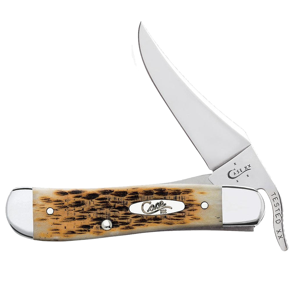 Amber Bone Peach Seed Jig RussLock Knife