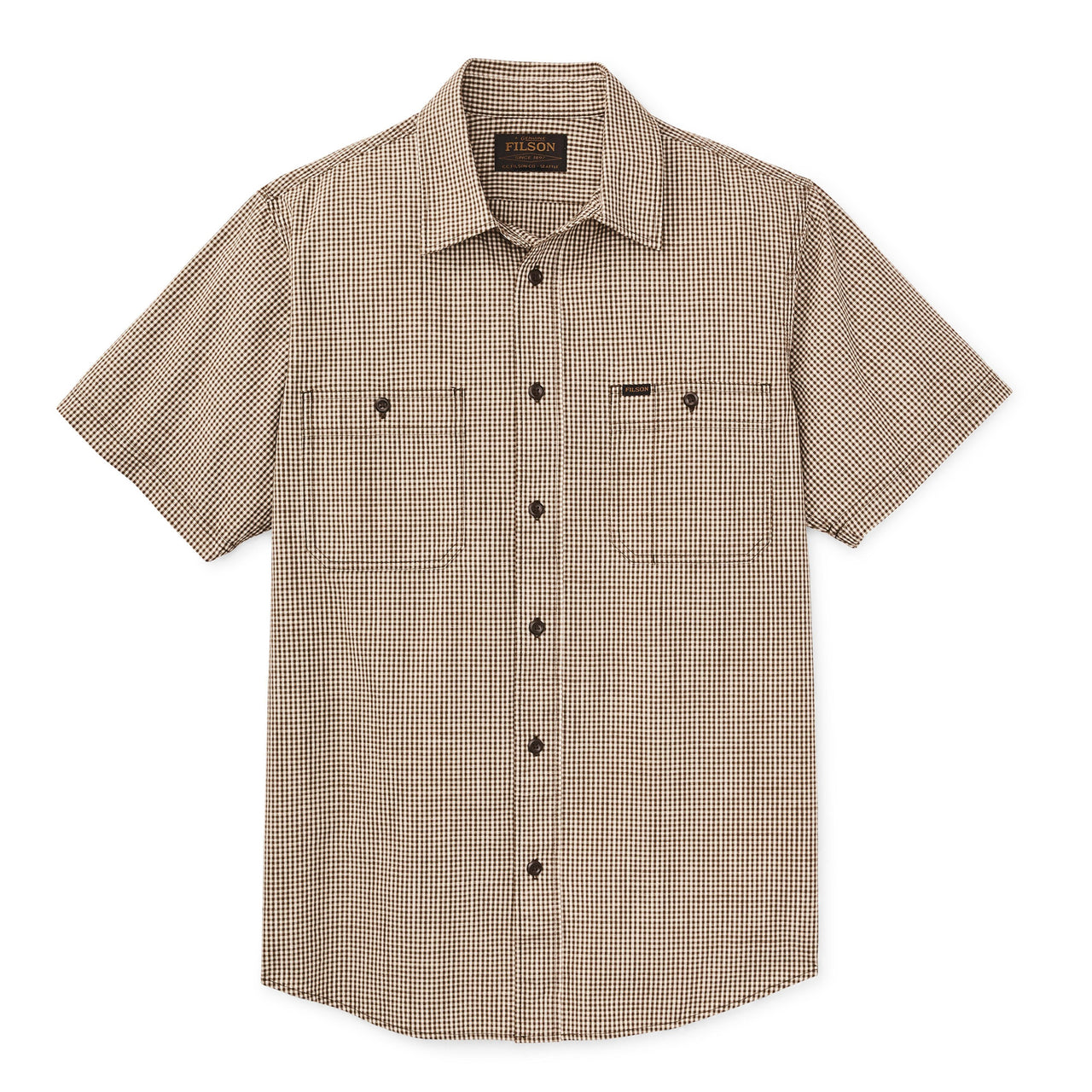 Short Sleeve Chambray Shirt | Coffee & Natural