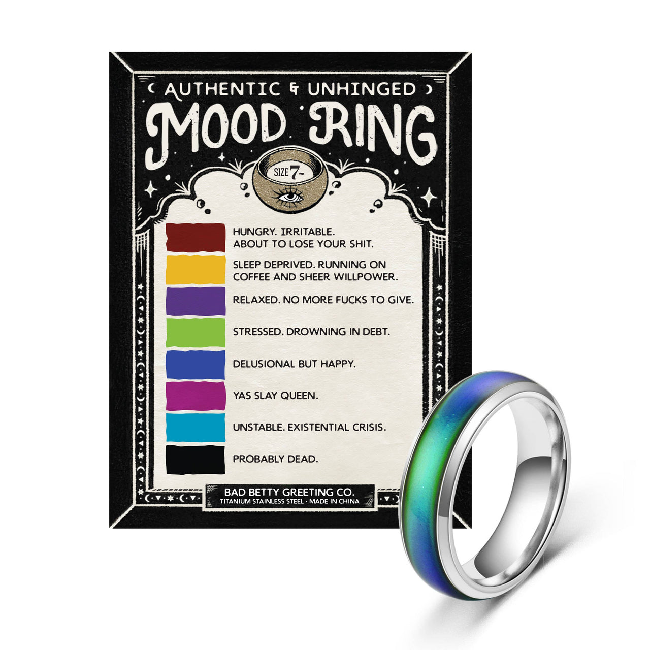 Authentic & Unhinged Color Changing Mood Ringt