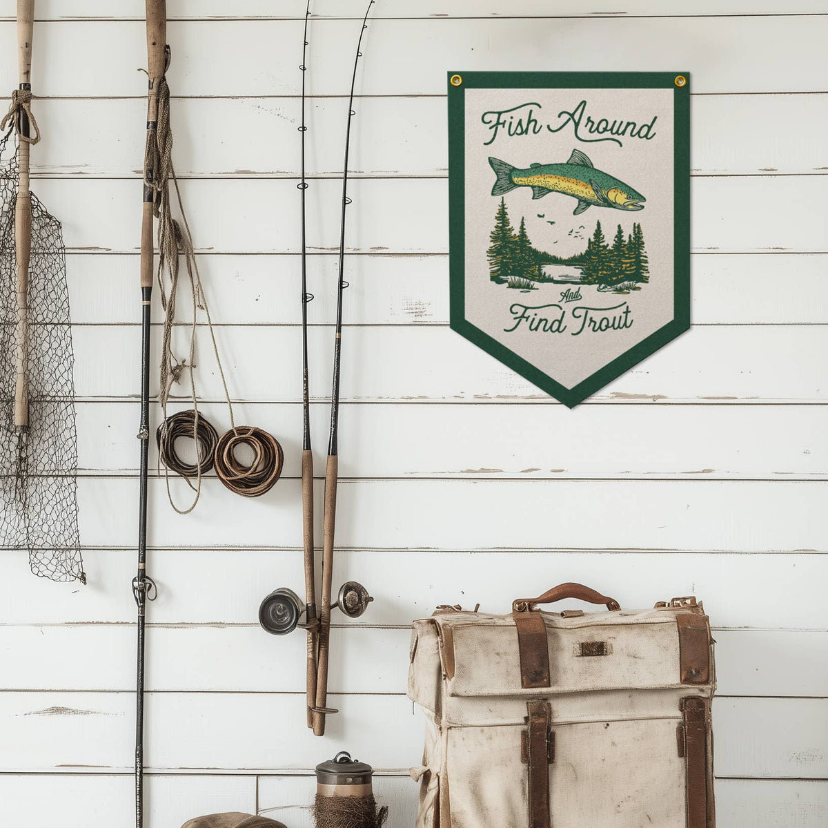 Fish Around Felt Camp Flag