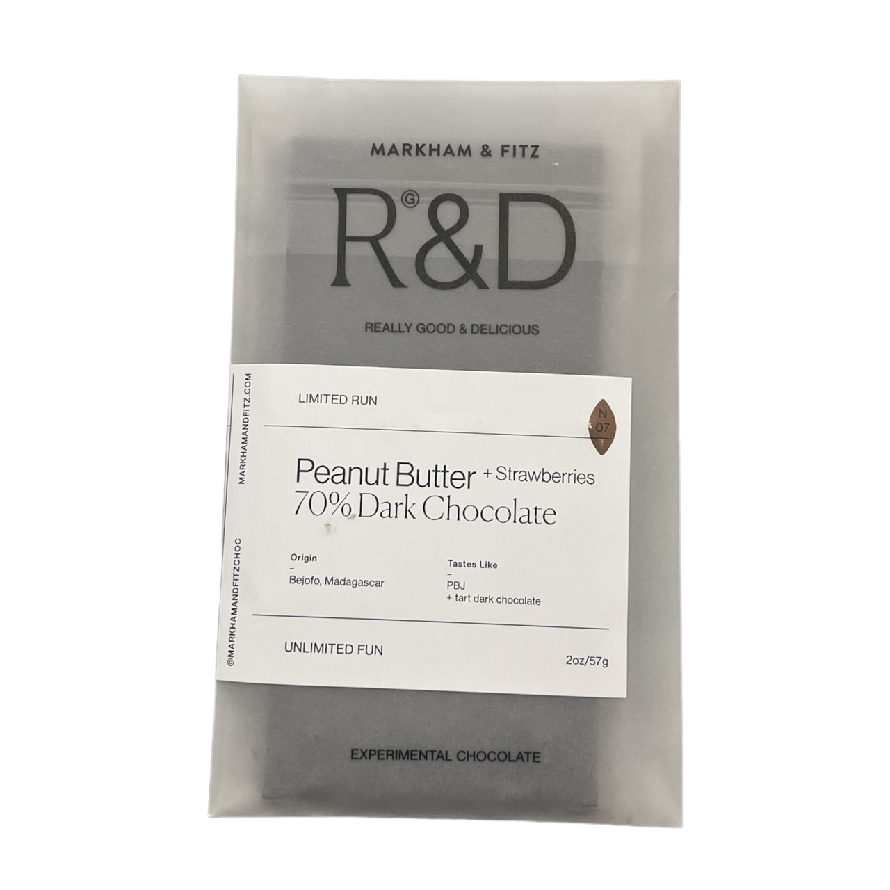 R&D: Peanut Butter + Strawberries Dark Chocolate (PBJ)