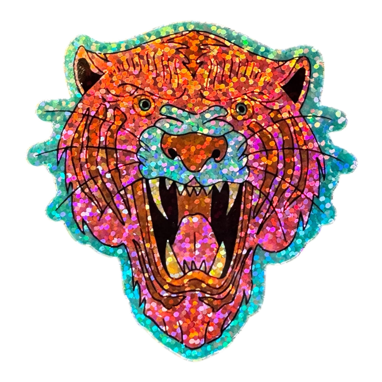 Pink Glitter Tiger Sticker
