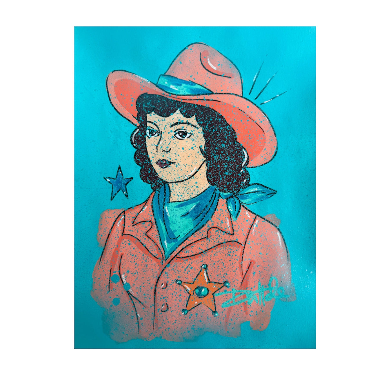 Peach & Turquoise Cowgirl