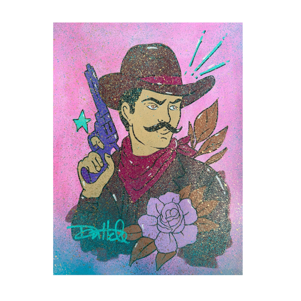 Pink & Purple Cowboy Painting