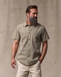 Short Sleeve Chambray Shirt | Coffee & Natural
