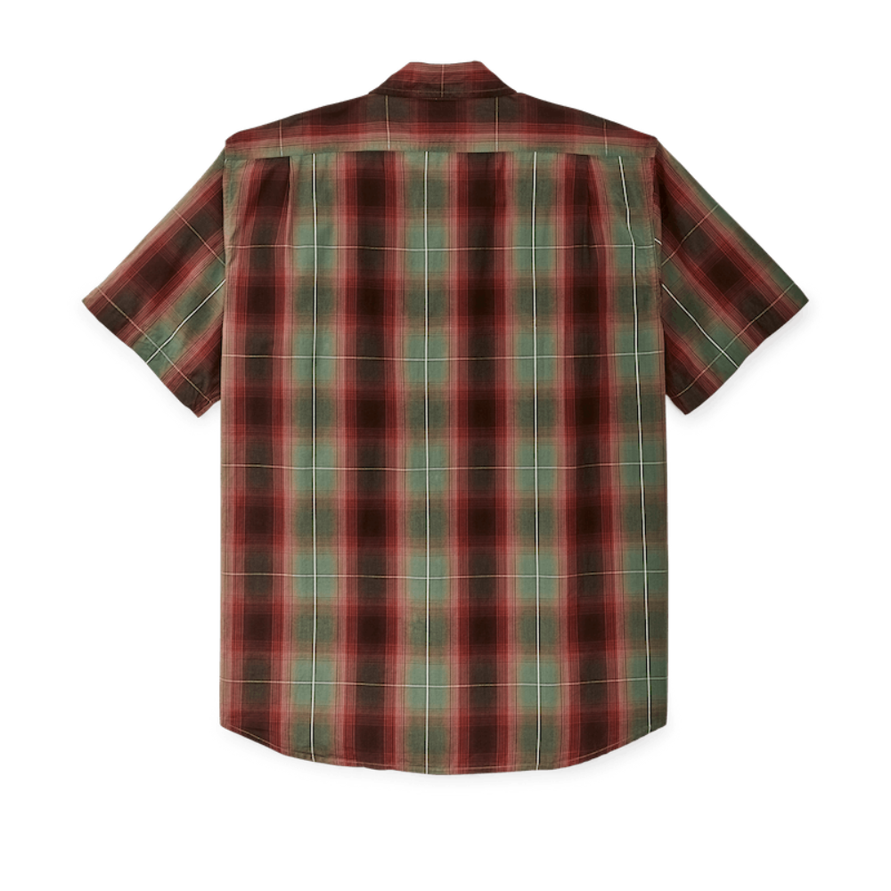 Washed Short Sleeve Feather Cloth Shirt | Green, Red, Black Ombre