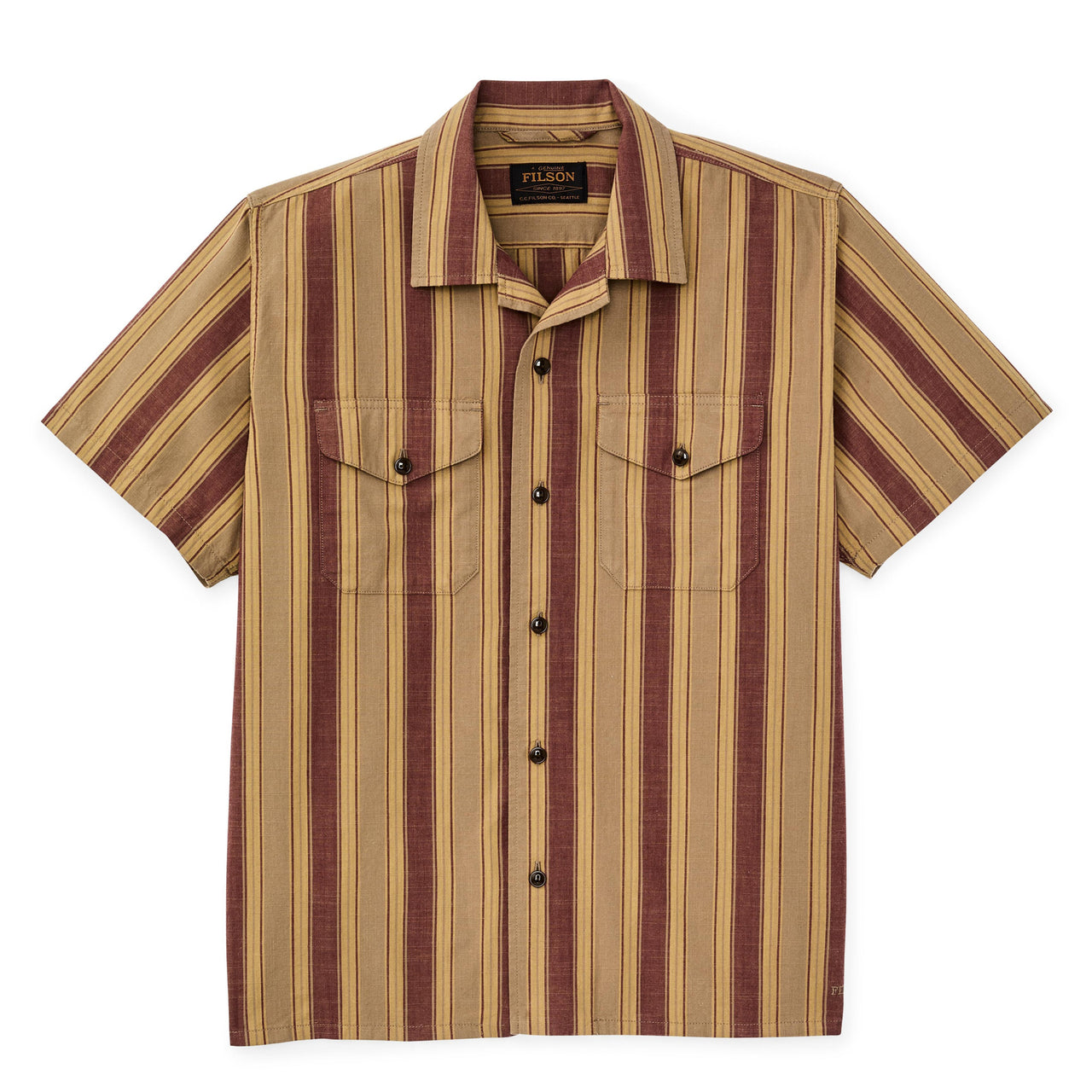 Short Sleeve Chambray Camp Shirt | Brick & Tan