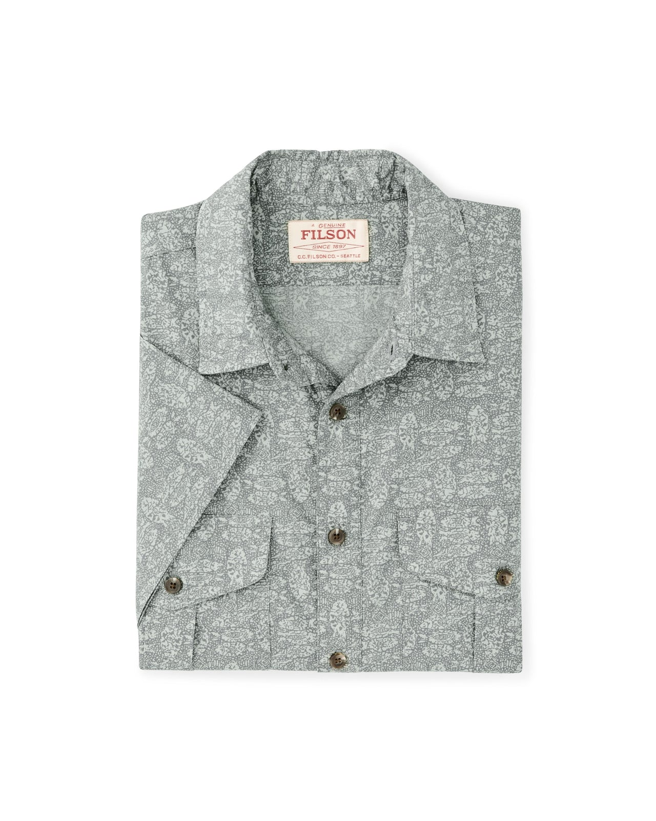Washed Short Sleeve Feather Cloth Shirt | Khaki Print