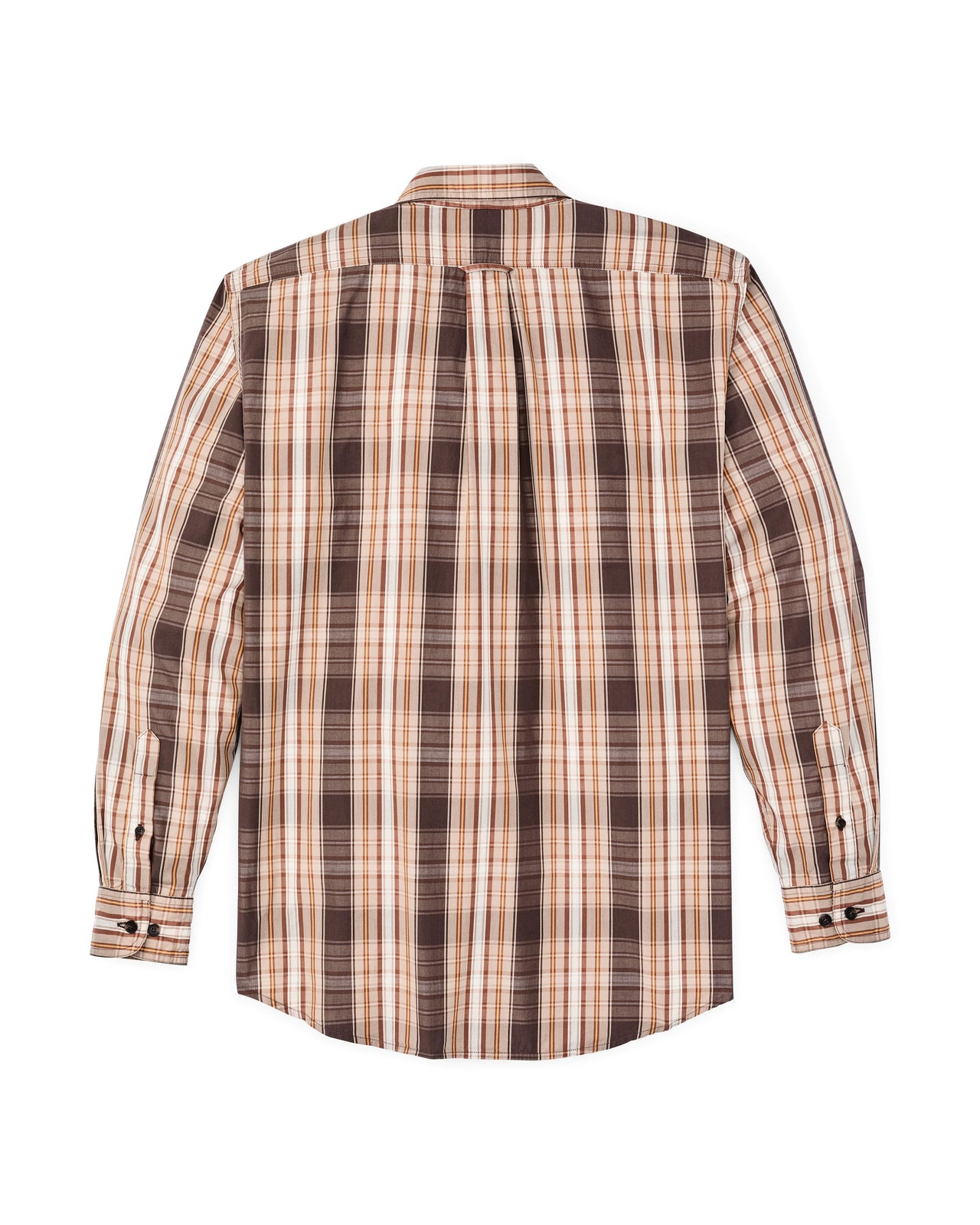 Washed Long Sleeve Feather Cloth Shirt | Brown Plaid