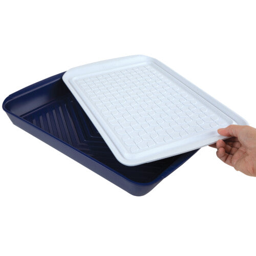 Prep & Serve Marinade Trays Large | White and Stratus Blue