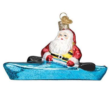 Santa In A Kayak Ornament - Domestic Domestic