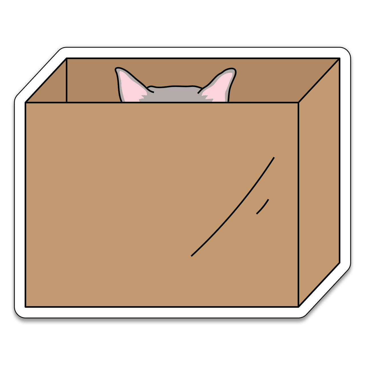 Cat In Box Sticker - Domestic Domestic