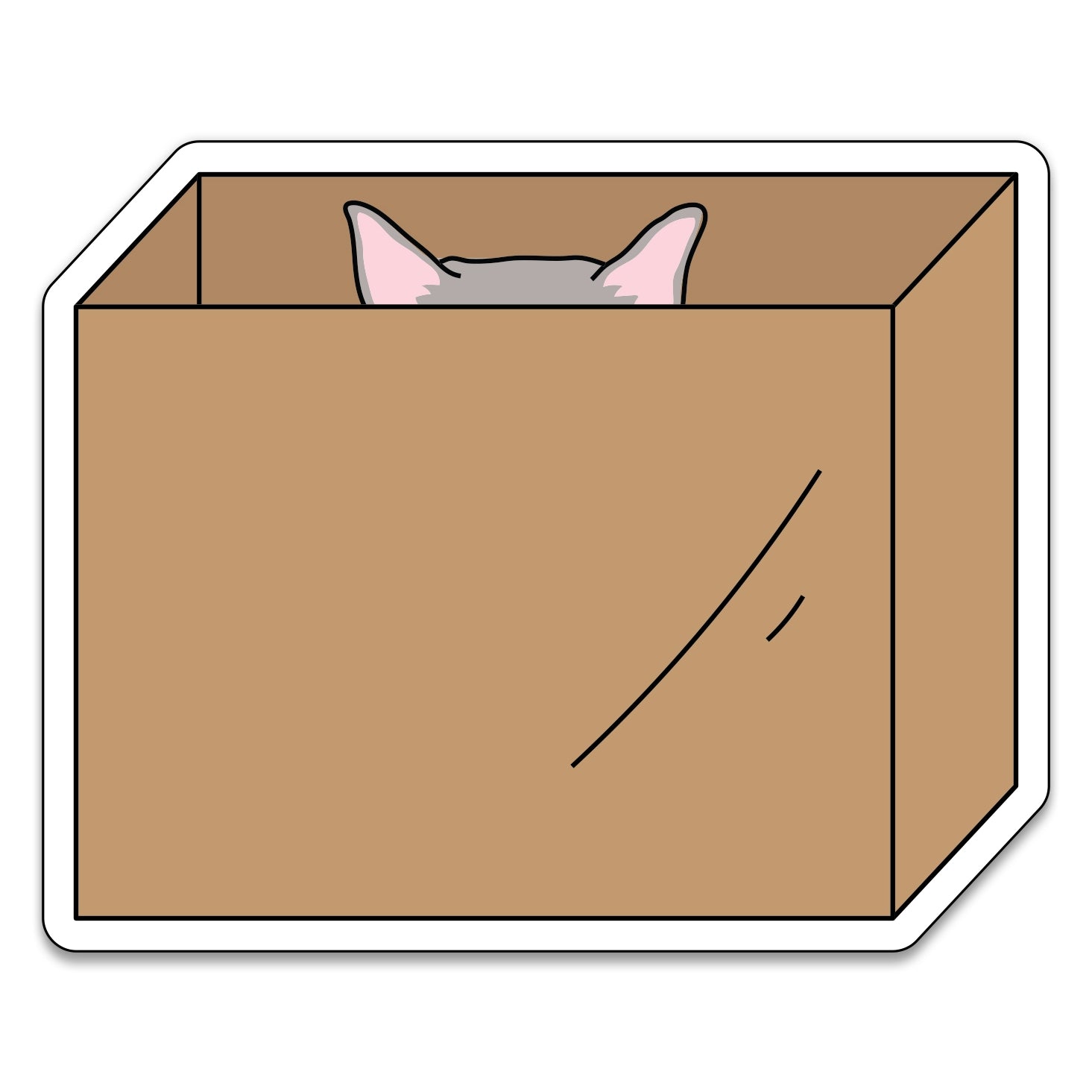 Cat In Box Sticker - Domestic Domestic