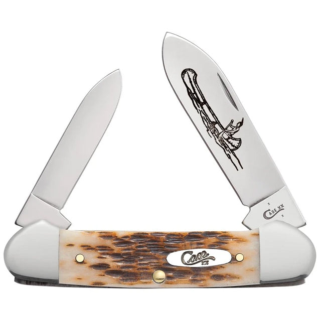 Amber Bone Peach Seed Jig CV Canoe Knife