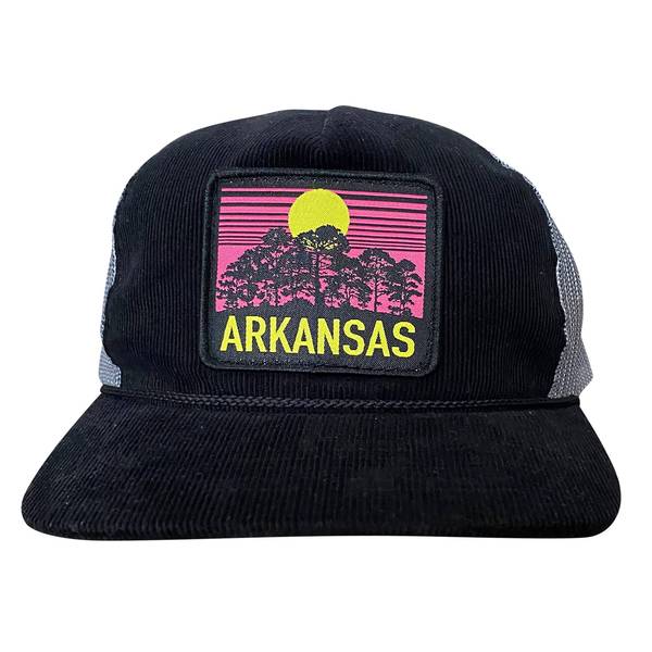 Arkansas Sunset Trucker Hat | Black Corduroy