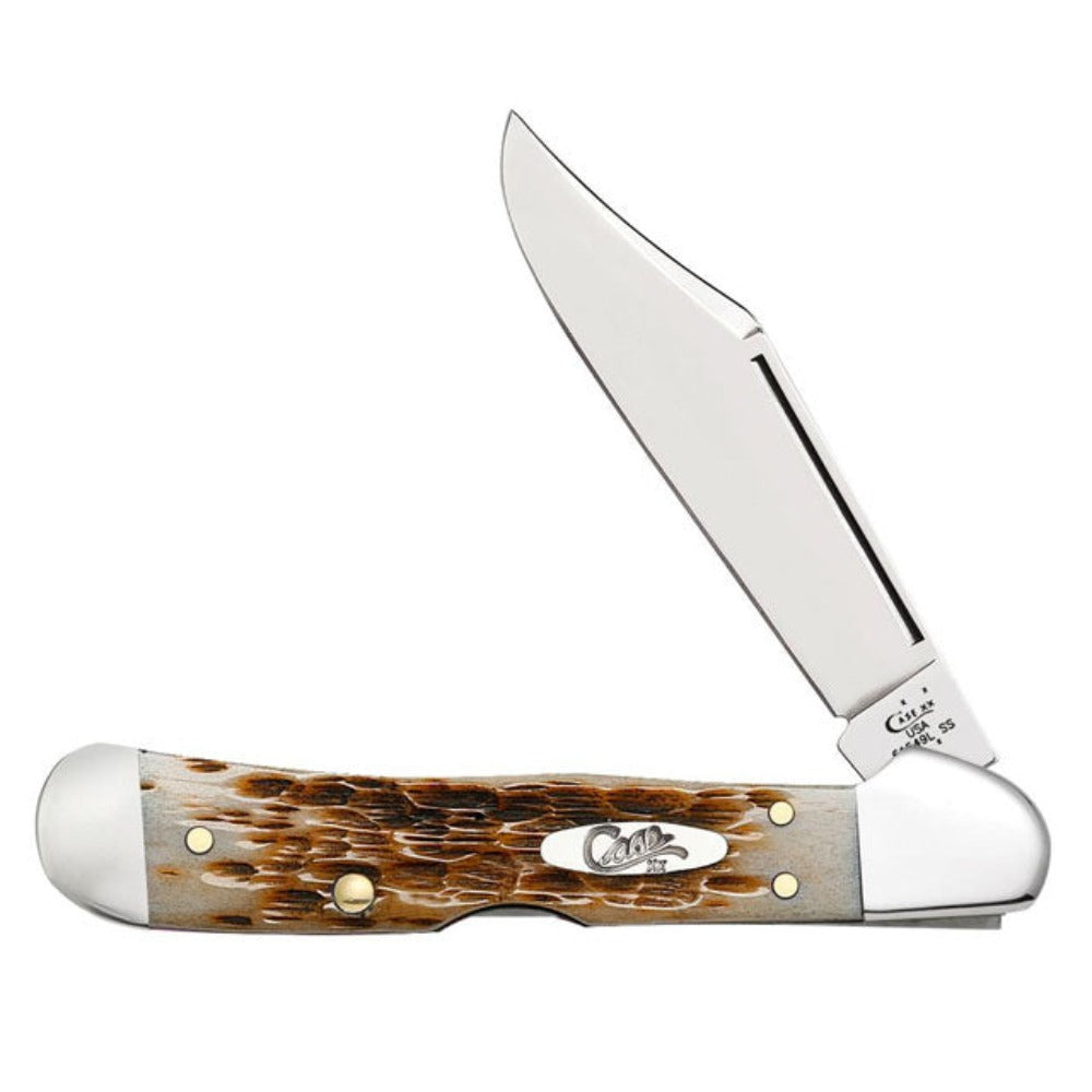 Amber Bone Peach Seed Jig Mini CopperLock Knife