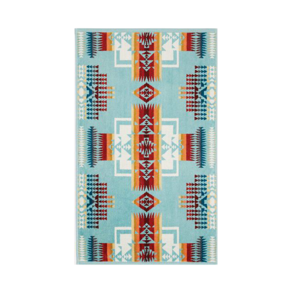 Iconic Jacquard Hand Towel | Chief Joseph Aqua - Domestic Domestic