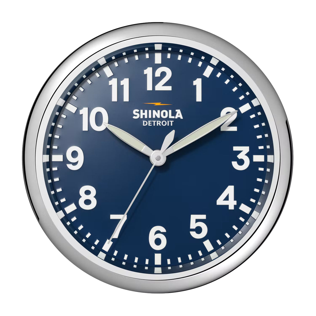 The Runwell 14" Wall Clock | Chrome & Navy